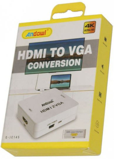Andowl Q-JC145 Μετατροπέας HDMI female σε VGA female Λευκό 1τμχ