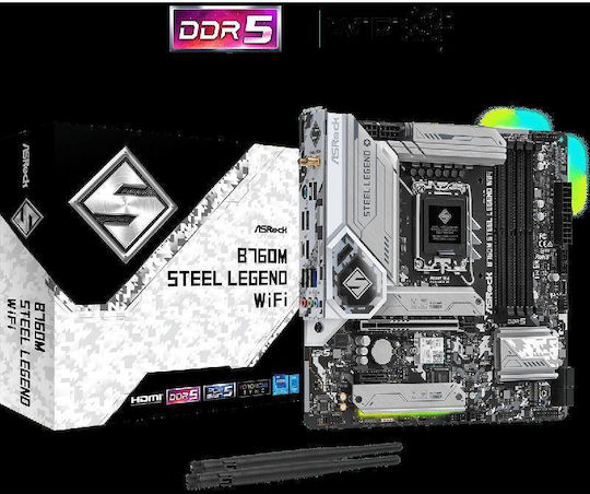 ASRock B760M Steel Legend WiFi Motherboard Micro ATX με Intel 1700 Socket 90-MXBL70-A0UAYZ