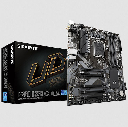 Gigabyte B760 DS3H AX DDR4 rev. 1.0 Wi-Fi Дънна платка ATX с Intel 1700 Сокет
