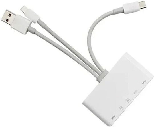 Andowl Q-z09 Card Reader Lightning USB 2.0 Type-C για SD/microSD