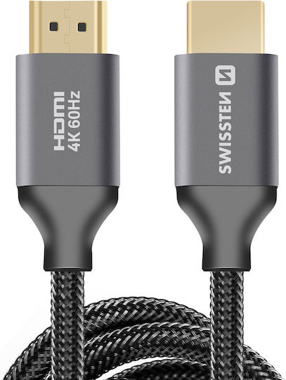Swissten HDMI 2.0 Premium High Speed 4K 60Hz HDR Braided Cable HDMI Male - HDMI Male 1m Gray