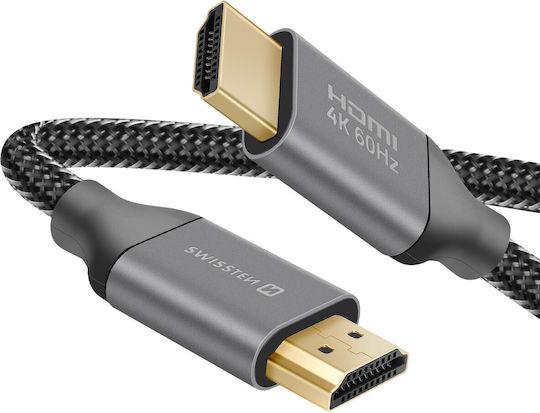 Swissten Cabluri HDMI 2.0 Premium High Speed 4K 60Hz HDR Braided HDMI De Sex Masculin - HDMI De Sex Masculin 3m Gri