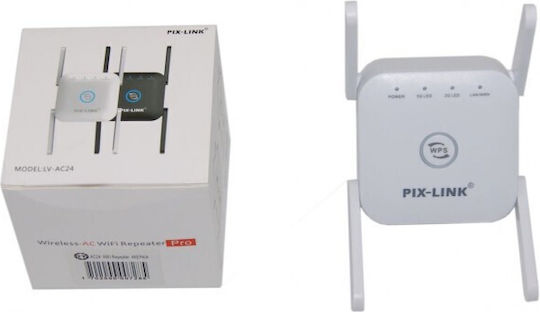 Pix-Link AC24 White WiFi Extender Dual Band (2.4 & 5GHz) 1200Mbps