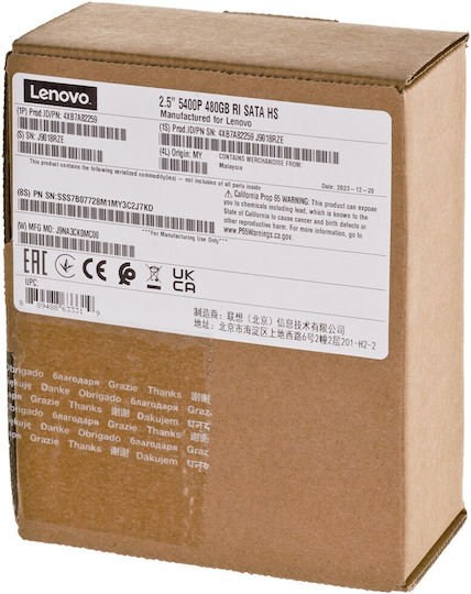 Lenovo ThinkSystem 2.5" 5400 PRO SSD 480GB 2.5'' SATA III 4XB7A82259