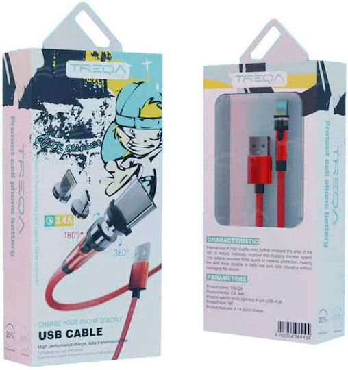 Treqa Magnetic USB to Lightning Cable 3.4A 1m (CA-847)