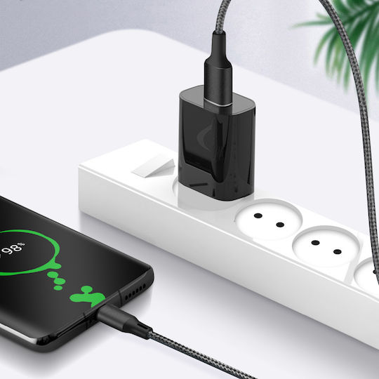 Forever Regular Cablu USB la Lightning / Type-C / micro USB cu mai multe porturi 2A Negru 1m