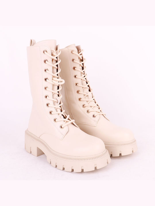 Plato Damen Knöchelstiefel Beige