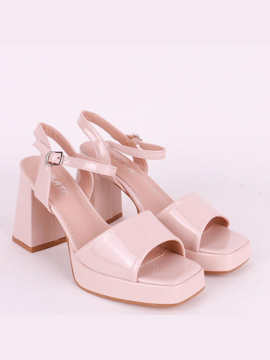 Plato Patent Leather Women's Sandals Beige