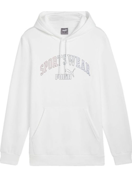 PUMA Kids Sweatshirt with Hood and Pockets White Ess+ Lab