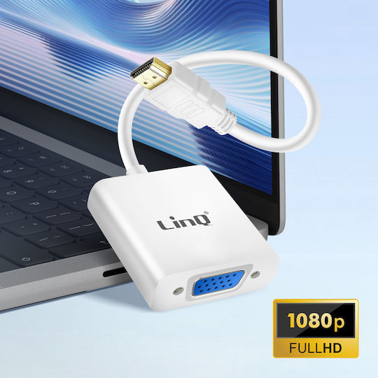 LinQ Μετατροπέας HDMI male σε VGA female Λευκό 1τμχ HDMI-VGA25B