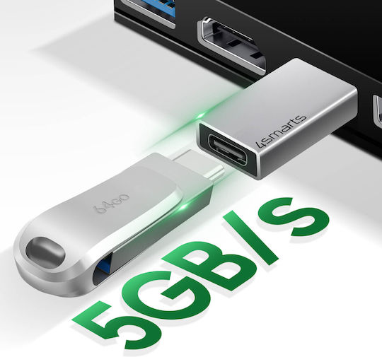 4Smarts Μετατροπέας USB-A male σε USB-C female Ασημί 2τμχ 540275