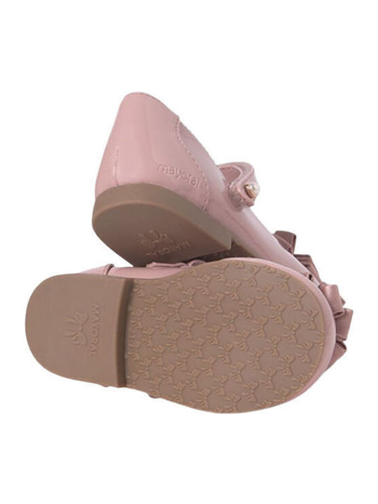 Kids Anatomic Leather Ballerinas with Hoop & Loop Closure Pink