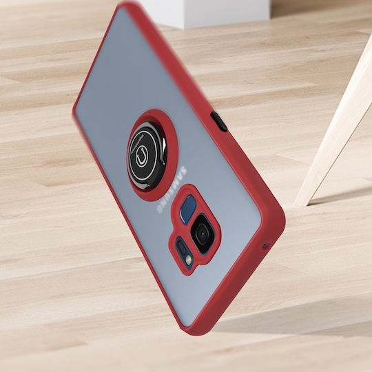 Samsung Galaxy S9 Bi-material Case Metallic Ring Video Stand Red