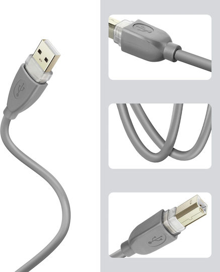 LinQ USB 2.0 Cable USB-B male - Γκρι 1.8m U18B