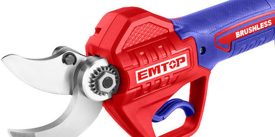 Emtop Baumschere Batterie Bürstenlos 20V 1x2Ah mit Maximalem Schnittdurchmesser 30mm im Transportkoffer