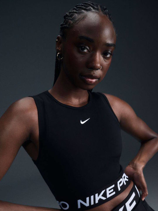Дамски Спортен Кроп Топ Без Ръкави Dri-Fit Черно / Бяло