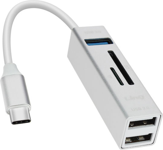 Usb-c 5-in-1 Hub 3 Usb Ports & Sd Micro-sd Card Reader Linq Silver