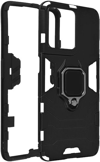 Oppo Reno 8 5g Hybrid Shockproof Case Metallic Ring Stand Black