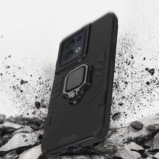 Oppo Reno 8 5g Hybrid Shockproof Case Metallic Ring Stand Black