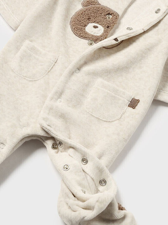 Mayoral Baby Bodysuit Set Long-Sleeved Velvet Beige Walnut 2pcs