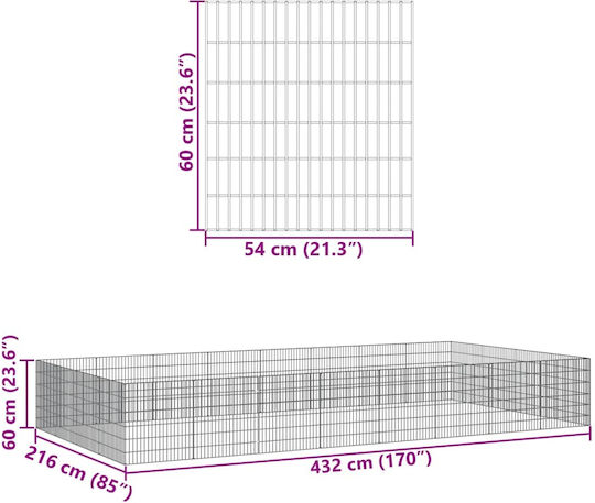 vidaXL 3321345 Galvanized Steel Cage for Rabbits 54x60