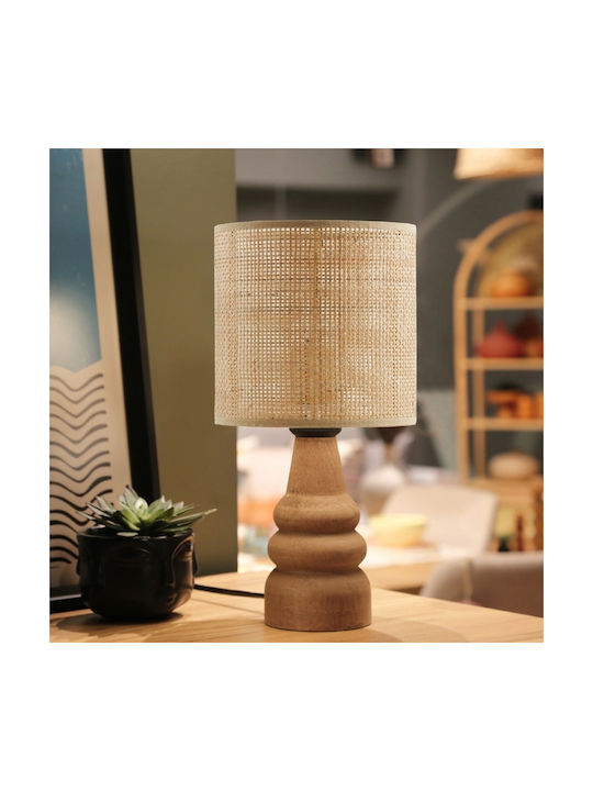 Megapap Table Lamp for Socket E27 with Beige Shade and Brown Base