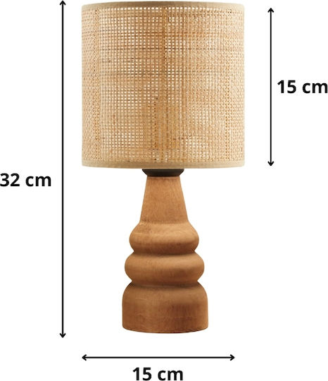Megapap Tino Table Lamp for Socket E14 with Beige Shade and Brown Base