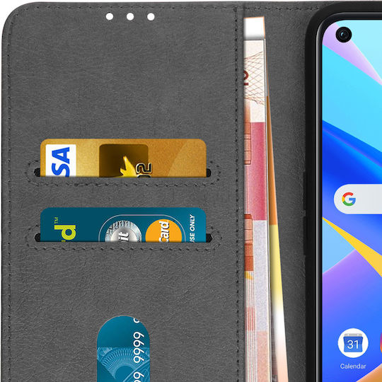 Калъф Oppo A96 A76 Realme 9i с държач за карти и стойка за видео, сив