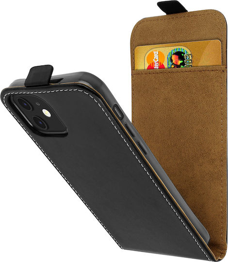 Husă Apple iPhone 12/12 Pro Verticală cu Suport pentru Card, Protecție, Negru