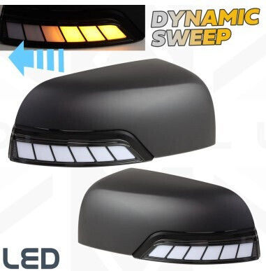 Σετ 2 Δυναμικά Καπάκια Καθρεπτών Led Μαύρο Ματ Ford Ranger T6 T7 T8 2012-2022