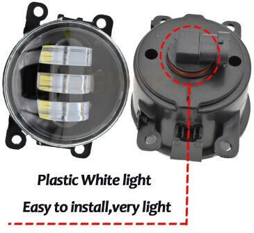 Set de 2 Lumini de Ceață LED Dacia Renault Nissan Lumină Albă+Galbenă Diametru 3" 90mm 30w 12/24v Conector H11 H8