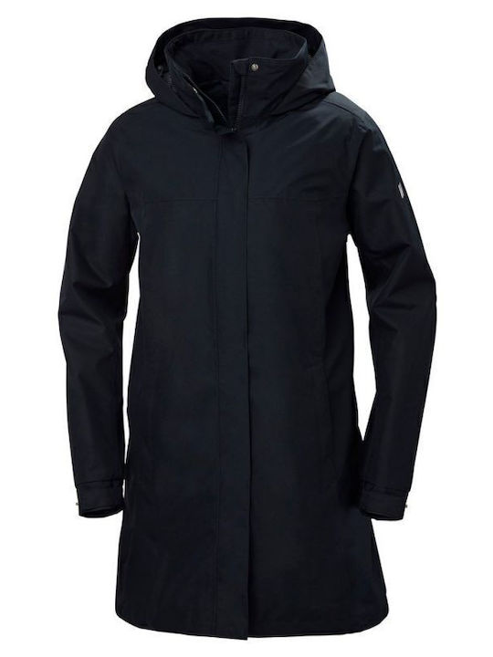 Aden Women's Long Lifestyle Jacket Waterproof and Windproof for Spring or Autumn Dark Blue