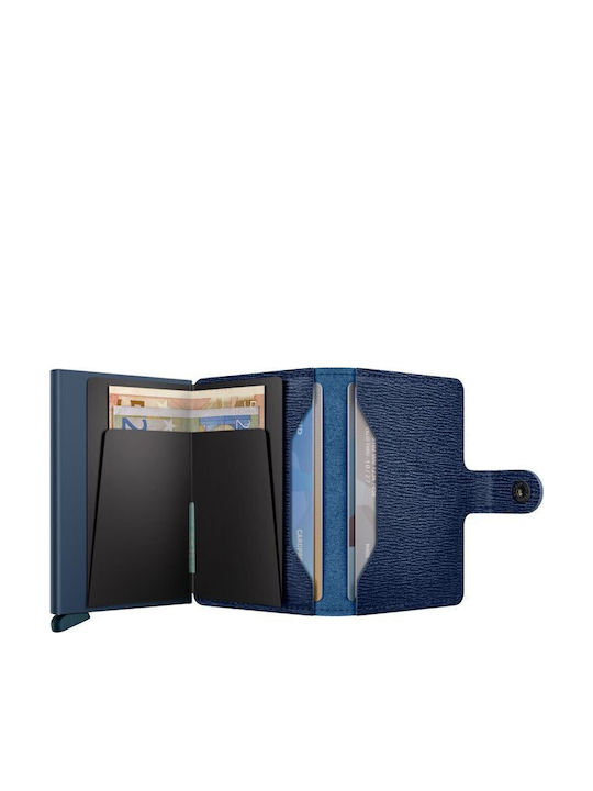 Miniwallet Crisple Δερμάτινο Ανδρικό Πορτοφόλι Καρτών Μπλε
