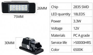 Σετ 2 Lampi Numar Led Citroen C2 C3 C4 C5 C6 C8