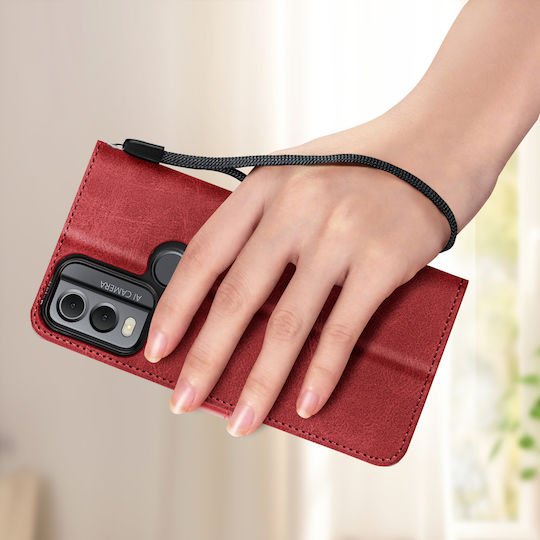 Avizar Folio Case Nokia C22 Wallet Hand Strap Red