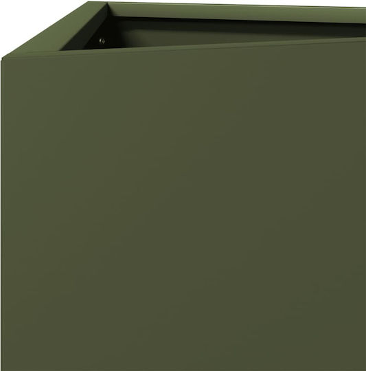 vidaXL Set 2 Metallische Pflanzgefäße Mit Olivgrün 50cm