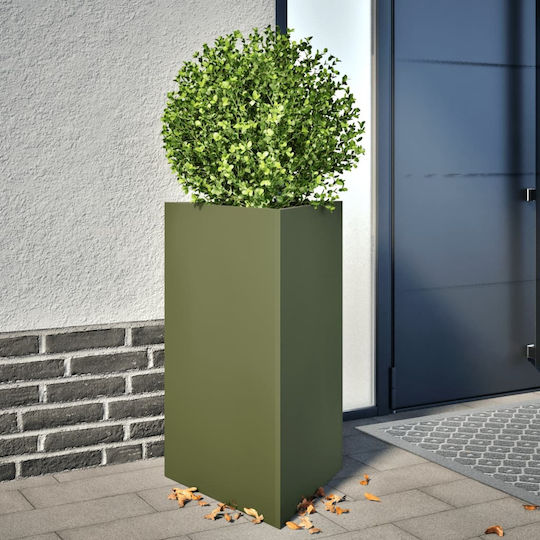 vidaXL Set 2 Metallische Pflanzgefäße Mit Olivgrün 50cm