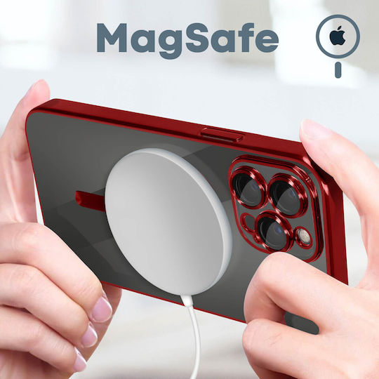 Magsafe Case for iPhone 13 Pro Max Silicone Camera Chrome Red