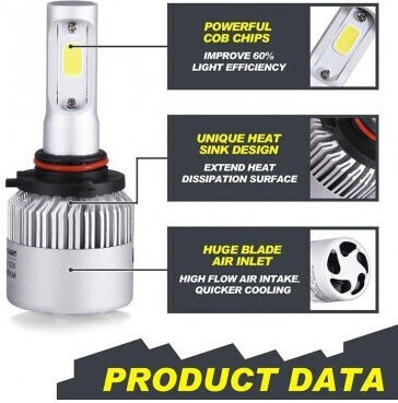 Комплект 2 LED H4 Hi-low Cob Canbus 72W 8000 Lm 12V 24V