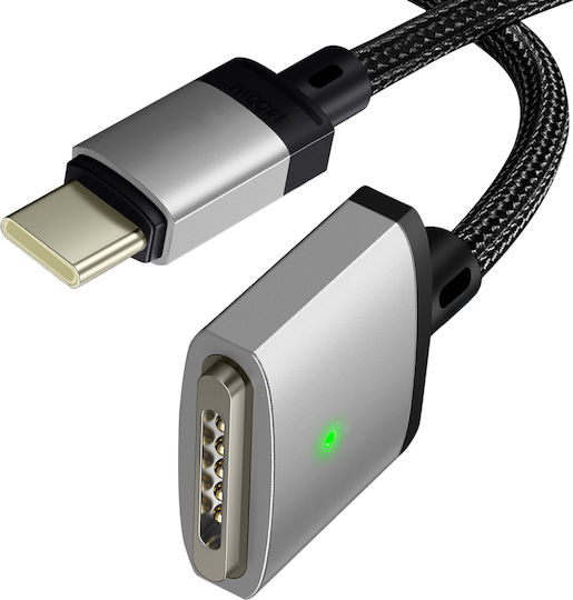 Avizar Magnetic / Braided / LED USB 2.0 Cable USB-C male - Magsafe 3 140W Ασημί 2m DATA-C2M3-SL