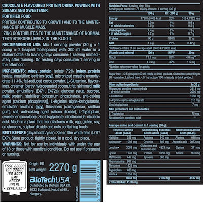 Biotech USA Iso Whey Zero Black Molkenprotein Ohne Gluten & Laktose mit Geschmack Schokolade 908gr