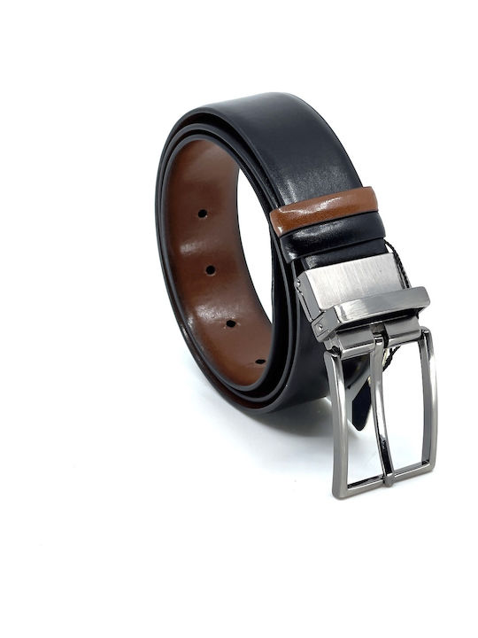 2021 Men's Belt from Artificial Leather Double Sided Blue / Brown