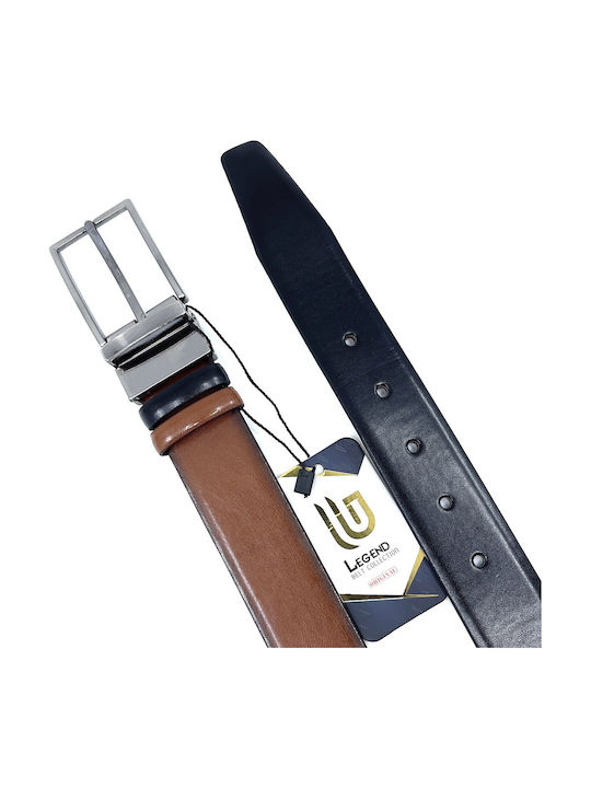 2021 Men's Belt from Artificial Leather Double Sided Blue / Brown