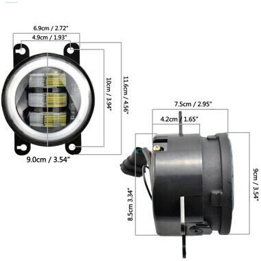 Rundς Nebelscheinwerfer Auto LED 12 / 24V 30W 9cm mit Weiß Beleuchtung 1Stück
