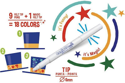 Drawing Markers Magic Color Change Thick 9+1pcs 42737 Carioca