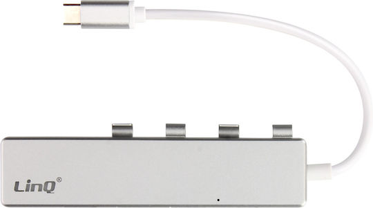 LinQ USB Хъб 6 Порта USB 3.0 с USB-C Връзка Сребрист