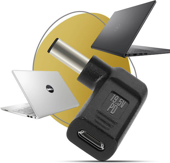 Angled Usb-c To Dell Laptop 7.4 X 5.0mm Charging Adapter Black