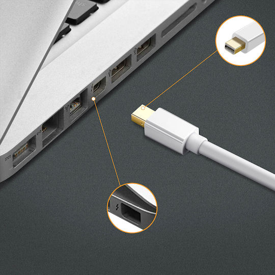 LinQ Кабел DisplayPort мъжки - mini DisplayPort мъжки 1.8м Бял (MDH18)