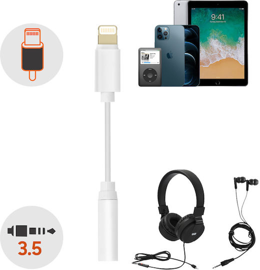 Avizar Μετατροπέας Lightning male σε 3.5mm female Λευκό 1τμχ ADAJACK-IP5