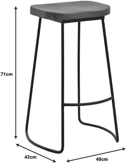 Hocker Bar Hölzernes Lamul Walnut-black 48x42x71cm